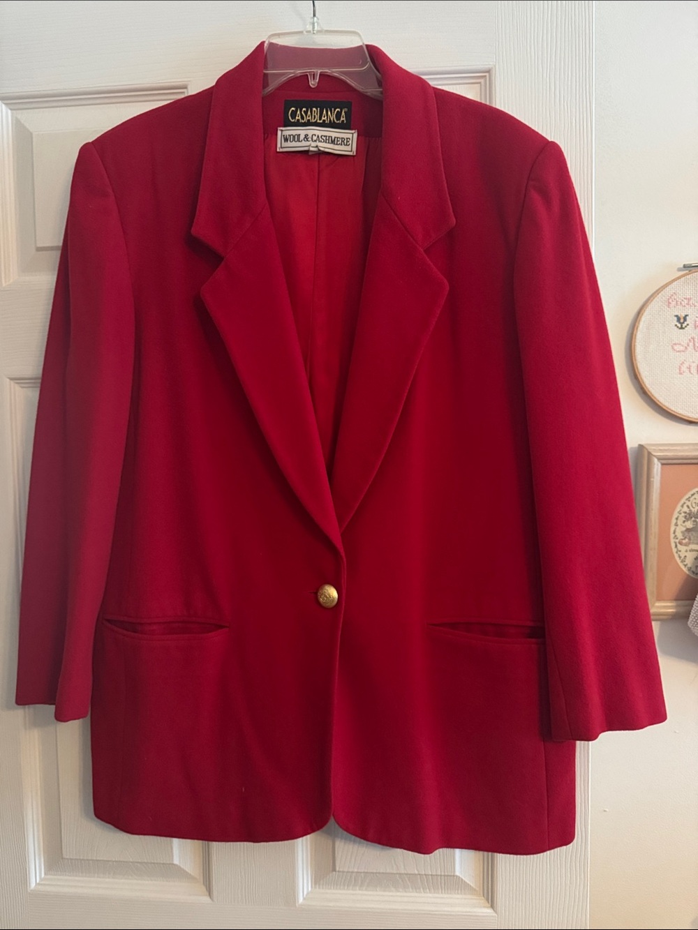 Casablanca Women's Red Wool-Cashmere Blend Single-Button Blazer